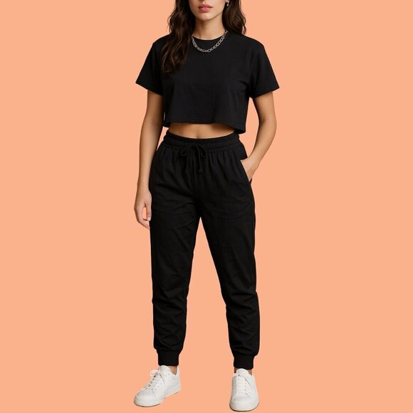 TNA Black Rayon Jogger Pants – Size M | Comfy & Sleek Streetwear - Picture 1 of 7